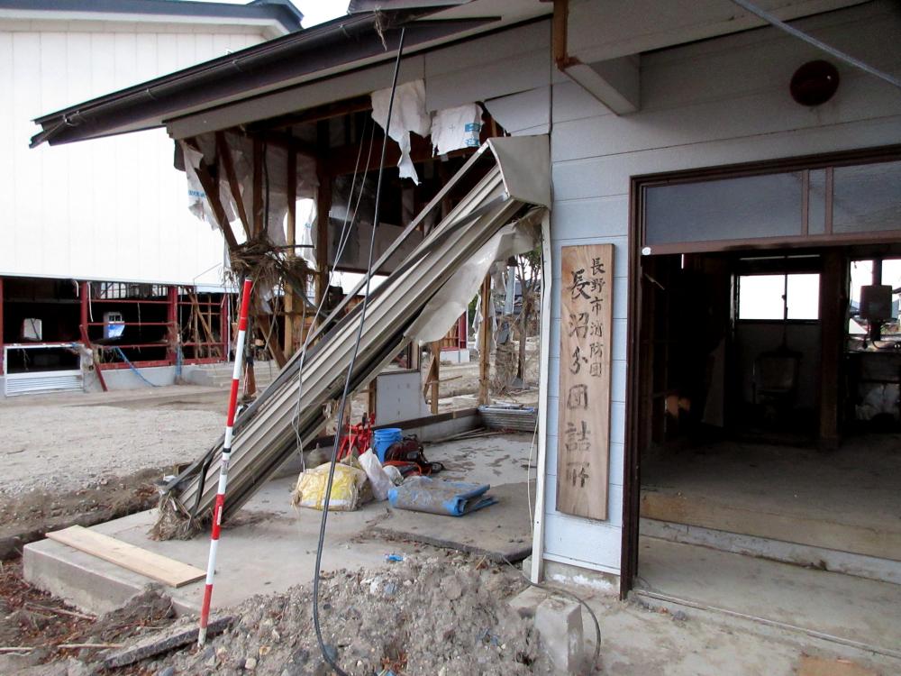 令和元年東日本台風 被災した長野市消防団長沼分団の詰所