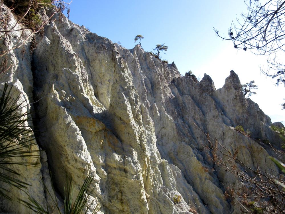 岡田川流域のバッドランド(悪地地形)