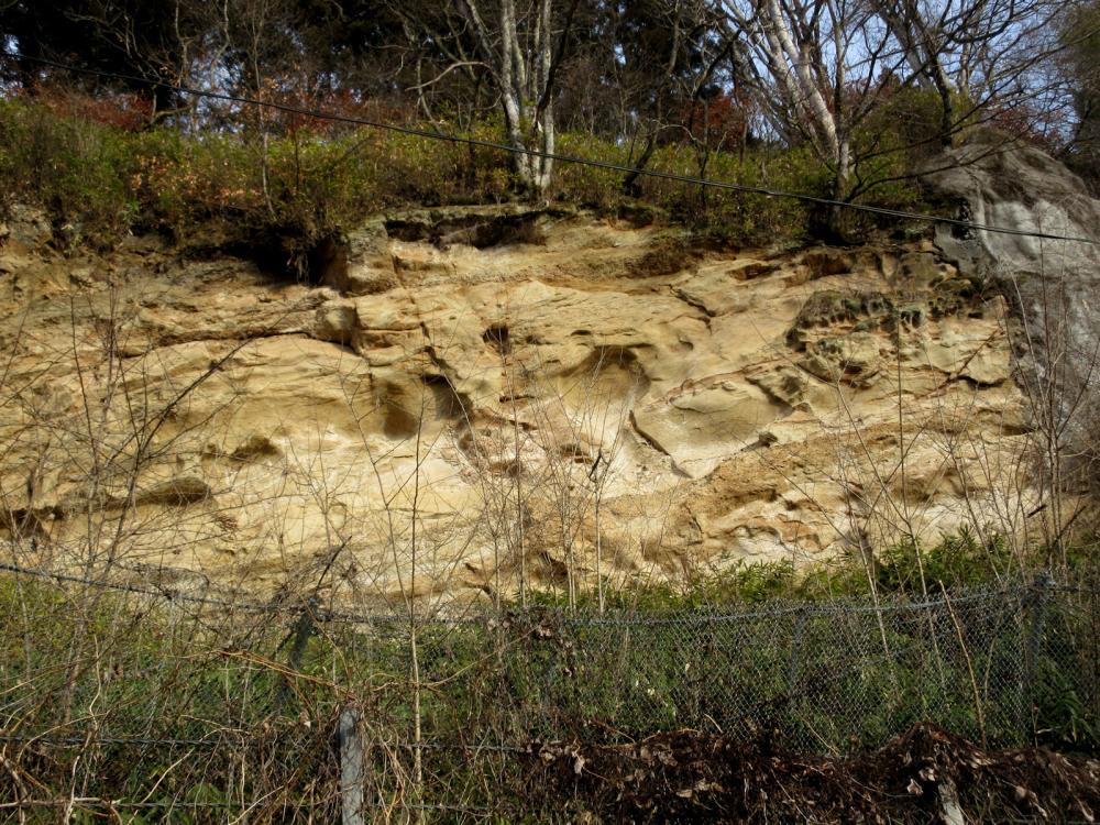 土尻川のほとりにあるタフォニの写真