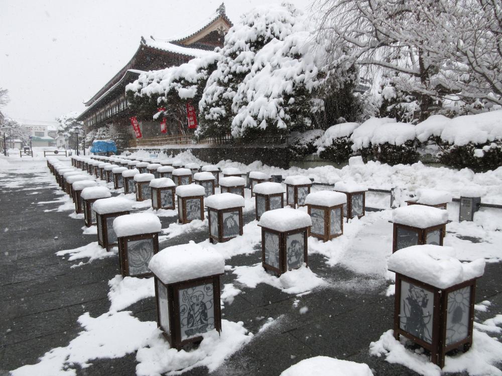 善光寺 灯明まつりの灯籠の写真
